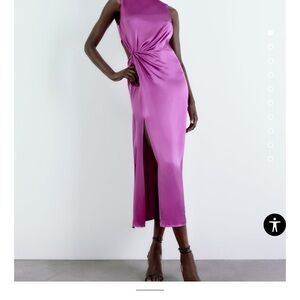 PURPLE SATIN ZARA DRESS